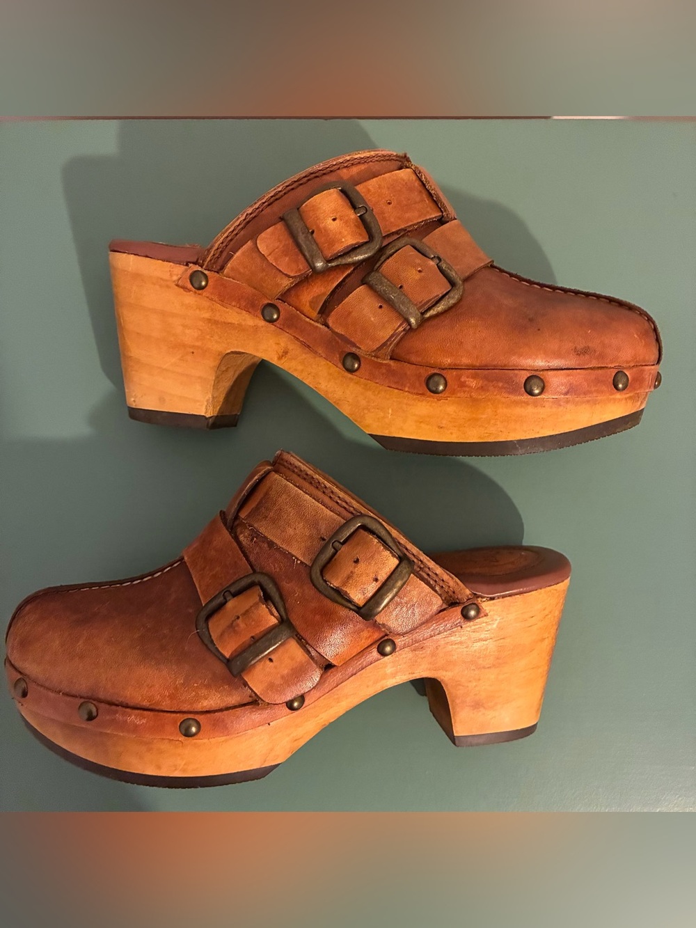 ARIAT Bridlespur Sequoia Brown Leather Mules Clogs Size 8B